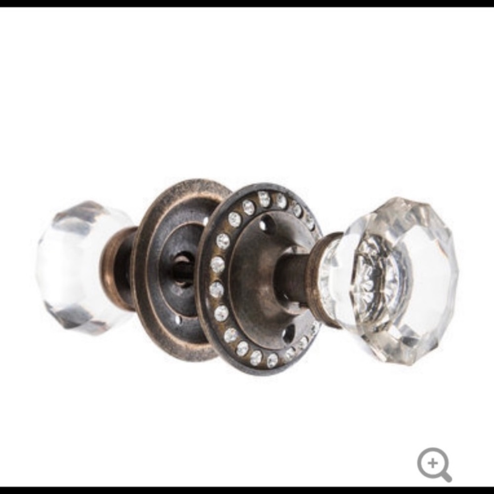 Glass Bronze Door Knob w/Diamond Accent